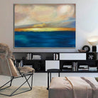 Large Blue Wall Art Abstract Ocean Painting Sunset Painting Canvas Extra Large Wall Art Framed Abstract Modern Art Xl Painting On Canvas | SUMMER SUNSET - Trend Gallery Art | Original Abstract Paintings