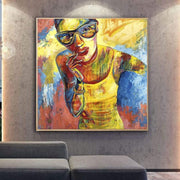 مجردة النفط جدار الفن قماش التدخين امرأة جدار الفن التصويرية فن البوب اللوحة الإناث جدار الفن الفني نابض بالحياة| SMOKING ON THE BEACH