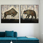 Original Set of 2 Paintings Bull and Bear Painting on Canvas Abstract Bull and Bear Painting Minimalist Artwork Decor | BULL vs BEAR - Trend Gallery Art | Original Abstract Paintings