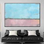Large Paintings On Canvas Original Blue Painting Oil Painting Abstract Pink Wall Art Canvas Abstract Minimalist Painting | SUNNY MORNING