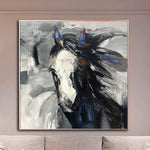 Abstract Horse Painting Modern Fine Art Abstract Animal Painting Gray Wall Art Palette Knife Artwork Wall Hanging Decor | FREEDOM OF MOVEMENT