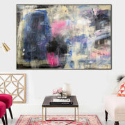 Oversize Acrylic Colorful Paintings On Canvas Blue Wall Art Modern Wall Decor | MAKE A WISH