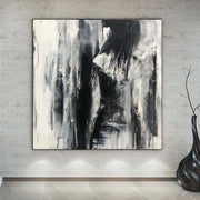 Modern Painting Canvas Minimalist Wall Art Abstract Black And White Painting Acrylic Fine Art Handmade Painting On Canvas Monochrome Art | SOLITUDE
