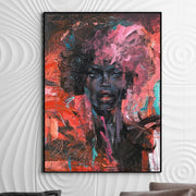 Large Original Abstract Red Fine Art African Woman Painting On Canvas