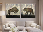 Original Set of 2 Paintings Bull and Bear Painting on Canvas Abstract Bull and Bear Painting Minimalist Artwork Decor | BULL vs BEAR - Trend Gallery Art | Original Abstract Paintings