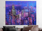 Abstract Purple Paintings On Canvas City Fine Art Original Handmade Painting Support Ukraine Artist | SKYSCRAPERS 35"x43" - Trend Gallery Art | Original Abstract Paintings