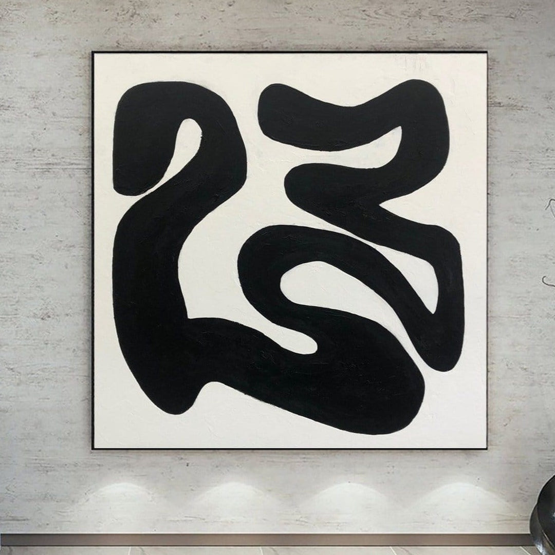 Black And White Canvas Black Lines on White on Canvas Abstract Black A