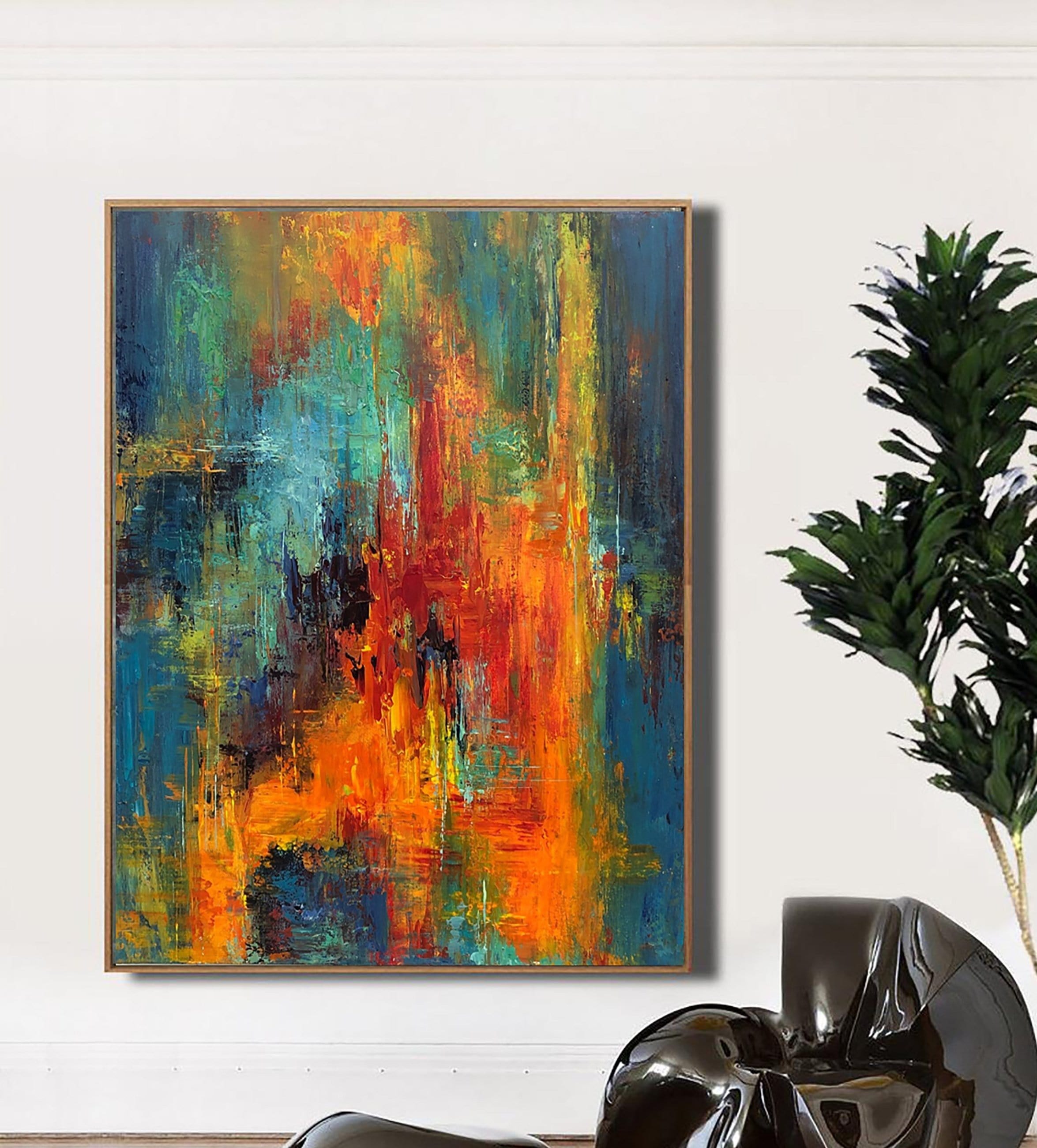 Modern Colorful Painting Vibrant Painting Palette Knife Artwork Marble