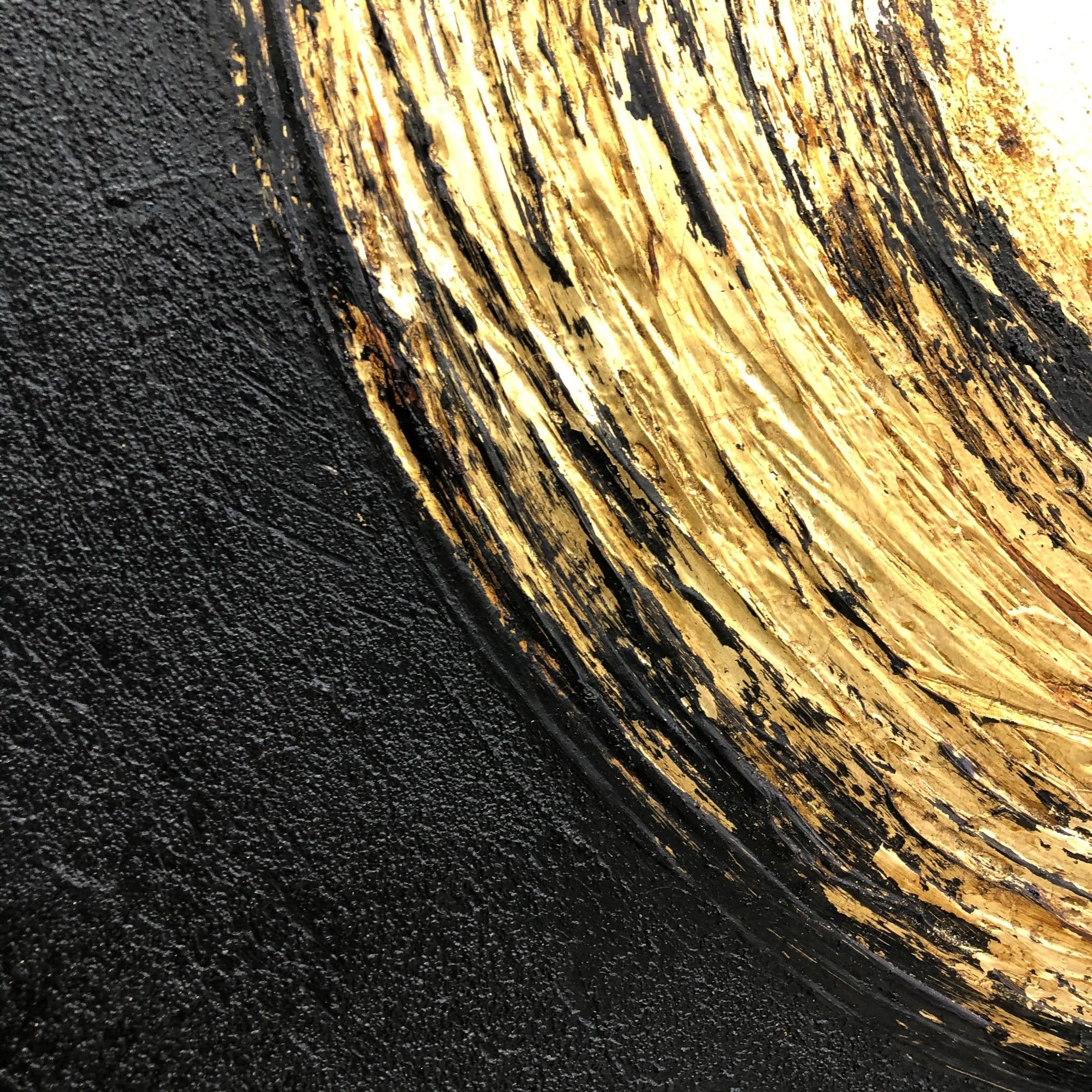 Large Original Oil Painting Circle Painting Black Canvas Abstract Gold Painting Frame Fine Art Painting Modern Wall Art | GOLDEN PORTAL - Trend Gallery Art | Original Abstract Paintings