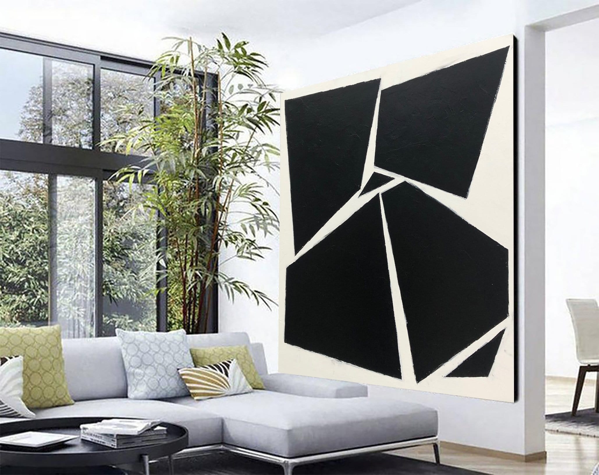 Original Abstract Painting Modern Geometric Wall Art Minimalist Oil Pa