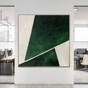 Large Green Abstract Painting Abstract Green Art on Canvas Original Modern Wall Art White and Green Art Geometric Wall Art | GREEN GEOMETRY