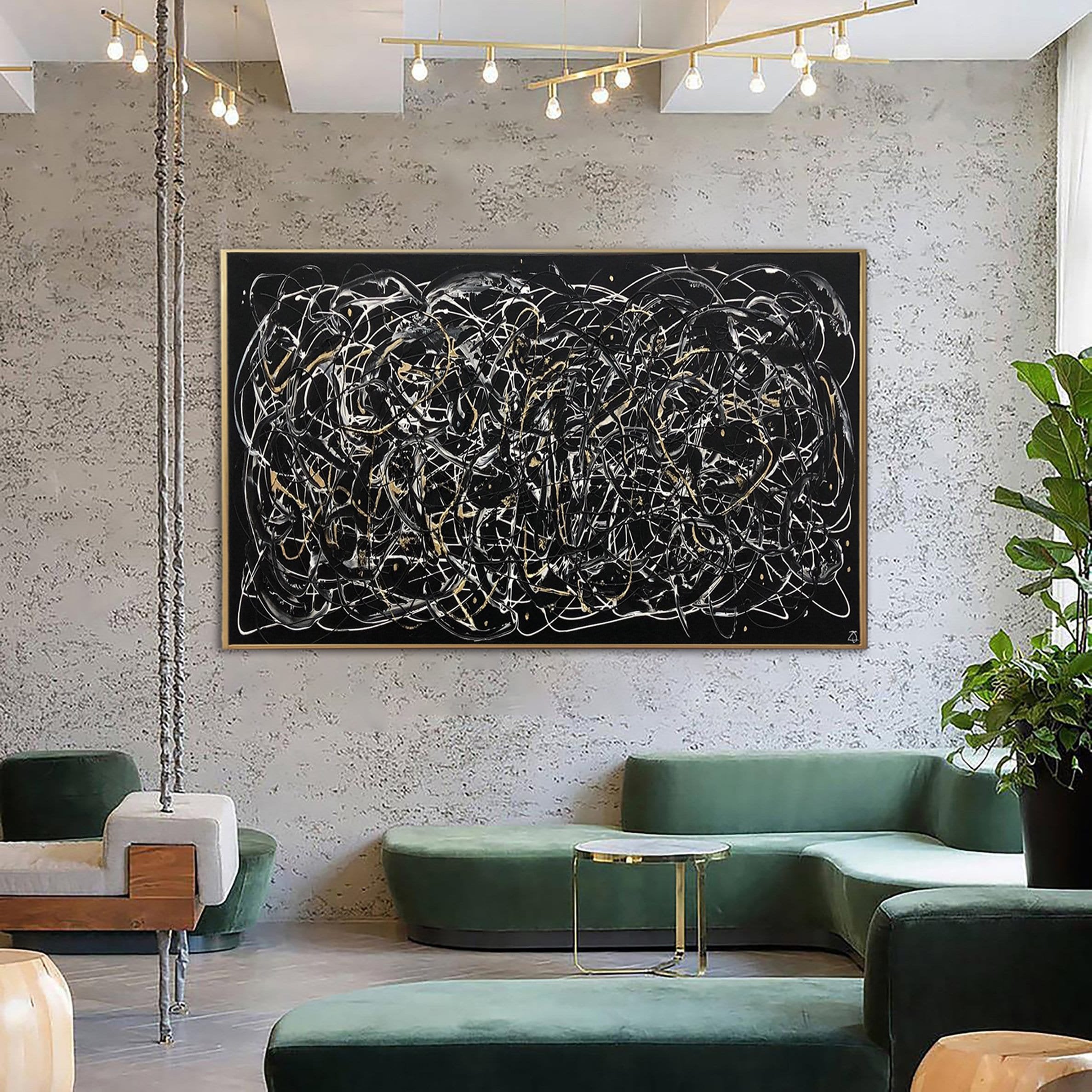 Jackson Pollock Style Aesthetic Painting on Canvas Wall Art Black and White Creative Artwork Customized Painting for Room Decor | ABSTRACT MAZE - Trend Gallery Art | Original Abstract Paintings