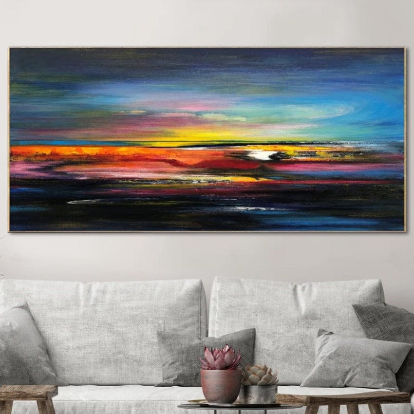 Abstract Painting Colorful Art Navy Blue Painting Sunset Painting Original Wall Art Texture | COLORFUL SUNSET - Trend Gallery Art | Original Abstract Paintings