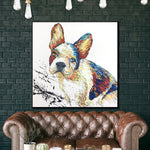 مجردة الفرنسية البلدغ الكلب اللوحة فريد الكلب جدار عمل فني حديث الفرنسية البلدغ الكلب الفني الحيوان مجردة | EXPECTATIONS
