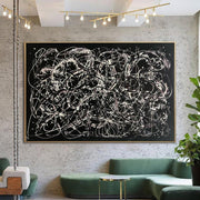 Jackson Pollock Style Painting on Canvas Black and White Wall Art Creative Artwork Customized Painting for Aesthetic Room Decor | GET OUT OF THE MAZE