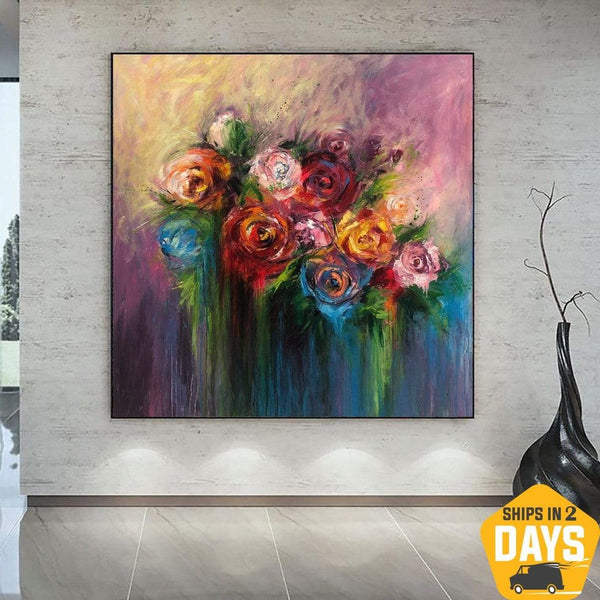 Flowers Still Life Oil Painting Original on Canvas, Impressionism, Small Wall Art, shops Living Room Art