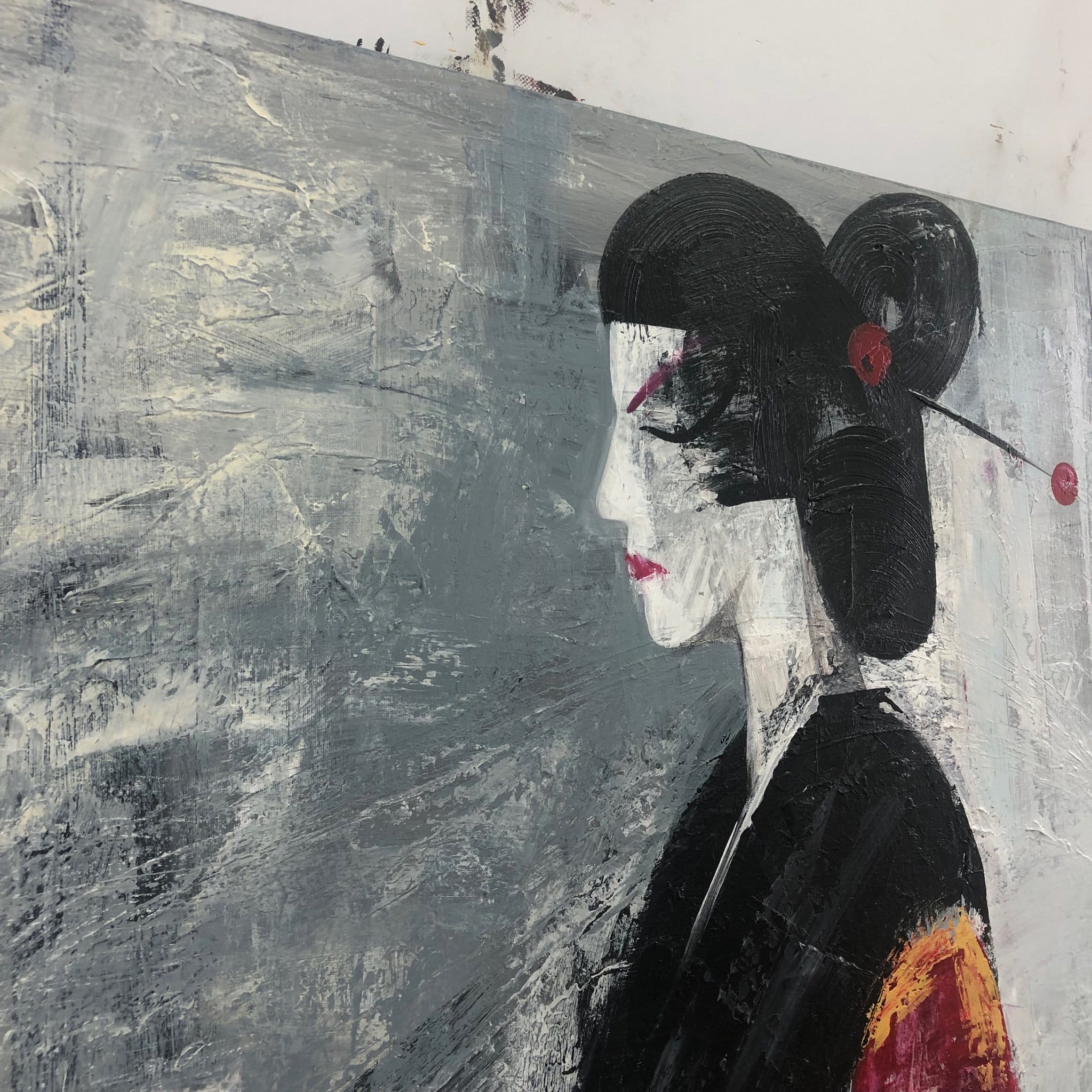 Abstract Geisha Painting on Canvas Original Japanese Figurative Art ...