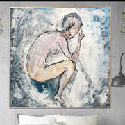 مجردة اللوحة قماش المفكر اللوحة النفط الإناث الجسم اللوحة الحديثة كبيرة مجردة عارية امرأة الجسم الفني جدار ديكور الحديثة | NAKED THINKER