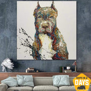 Original Abstract Pit Bull Fine Art Dog Paintings On Canvas Oil Pet Painting Modern Wall Art Fine Art Decor | FIDELITY 24"x24"