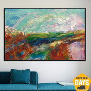 Large Abstract Landscape Painting Original Fine Art Pasty Painting Palette Knife Art Vivid Artwork Contemporary Art for Home Decor | BIRD-EYE VIEW 34"x46"