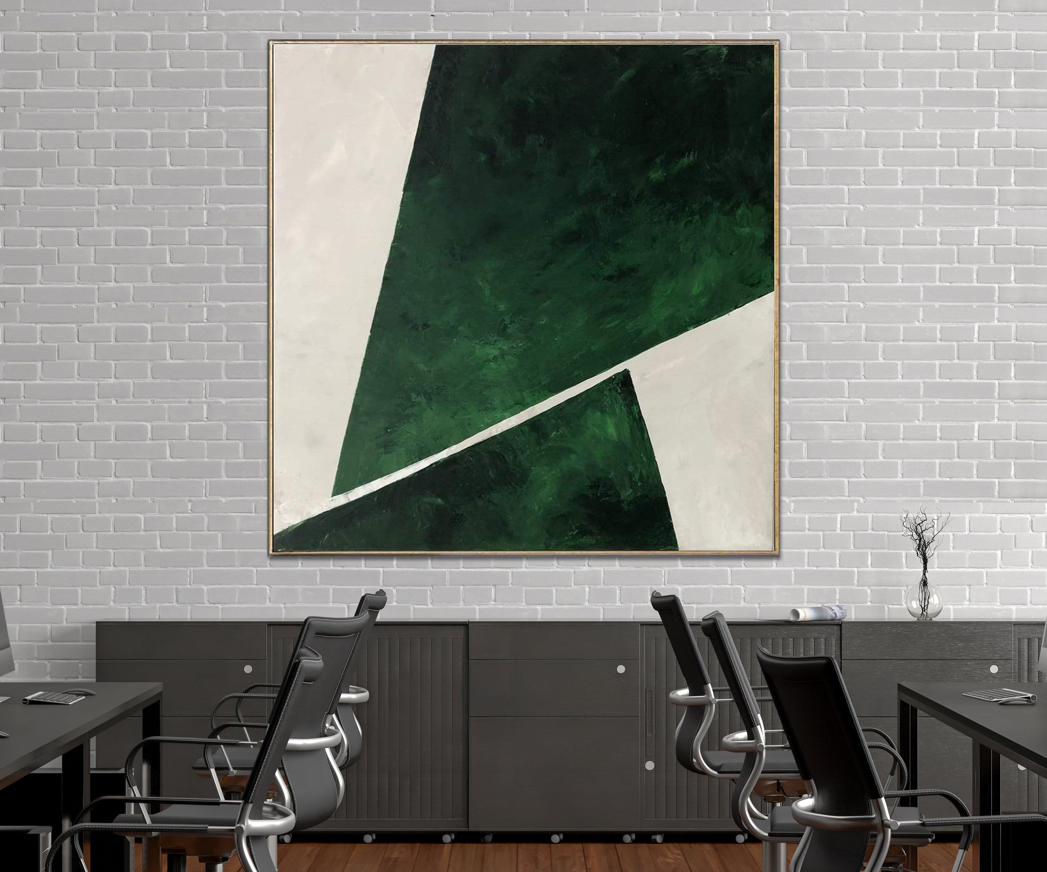 Large Green Abstract Painting Abstract Green Art on Canvas Original Mo