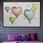 Heart Balloon Romantic Colorful Wall Art Impasto Painting Love Wall Art | FLIGHT OF LOVE
