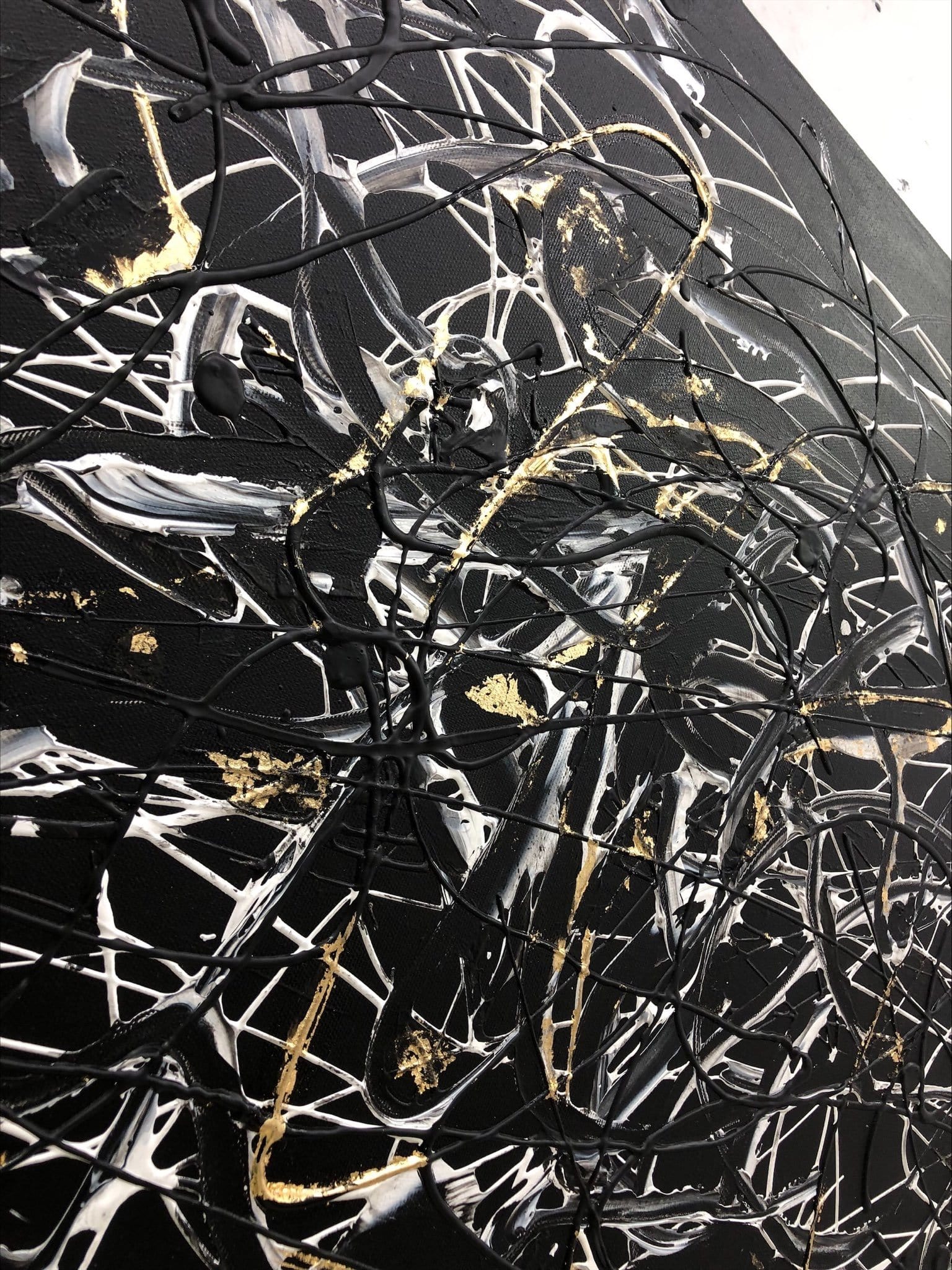 Jackson Pollock Style Paintings On Canvas Black And White Abstract Fine Art Modern Painting Handmade Art over Fireplace Decor | ABSTRACT MAZE - Trend Gallery Art | Original Abstract Paintings