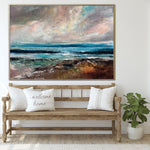 لوحة زيتية على قماش المناظر البحرية: لوحة فنية للسماء والبحر بمقاس مخصص مثل ديكور جدار الفن المعاصر للشاطئ | AHEAD OF THE STORM