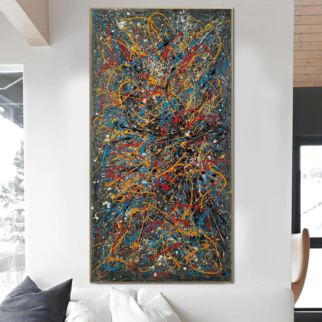 Jackson Pollock Style Paintings On Canvas Original Colorful Painting ...