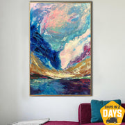 Abstract Colorful Landscape Canvas Art Colorful Paintings On Canvas Expressionist Art Textured Fine Art | RAINBOW LANDSCAPE 54"x36"