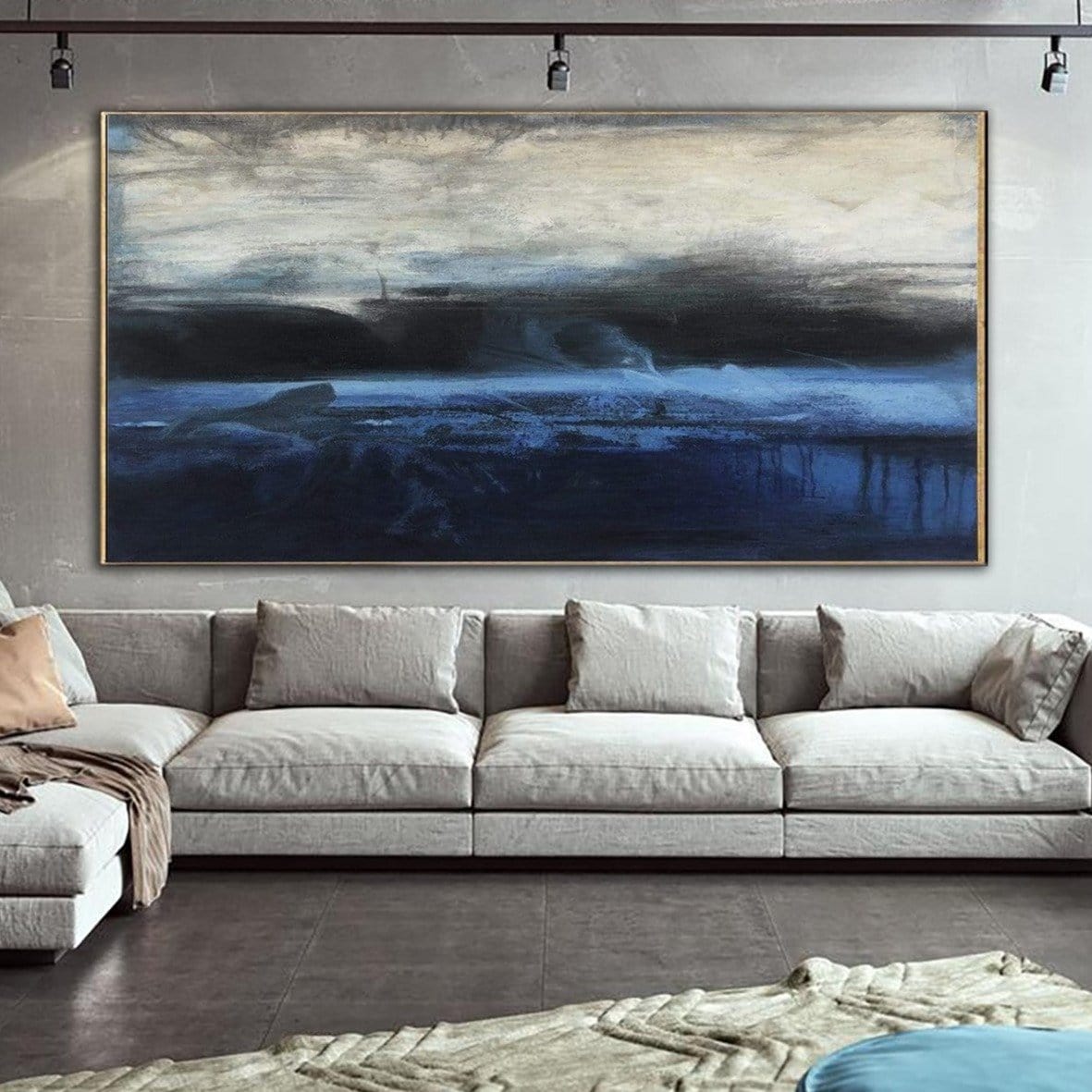 Abstract   Marine Art in Blue, Gray and Black | MORNING OCEAN - Trend Gallery Art | Original Abstract Paintings