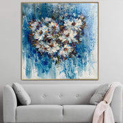 Abstract Heart Painting on Canvas Flowers Wall Art Romantic Artwork Impasto Wall Art Love Painting Gift for Couples | FALLING IN LOVE
