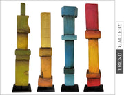 Abstract Colored Table Decor Set of Four Original Wood Sculptures Creative Collection Desktop Figurines for Home | INDIAN OCEAN - Trend Gallery Art | Original Abstract Paintings