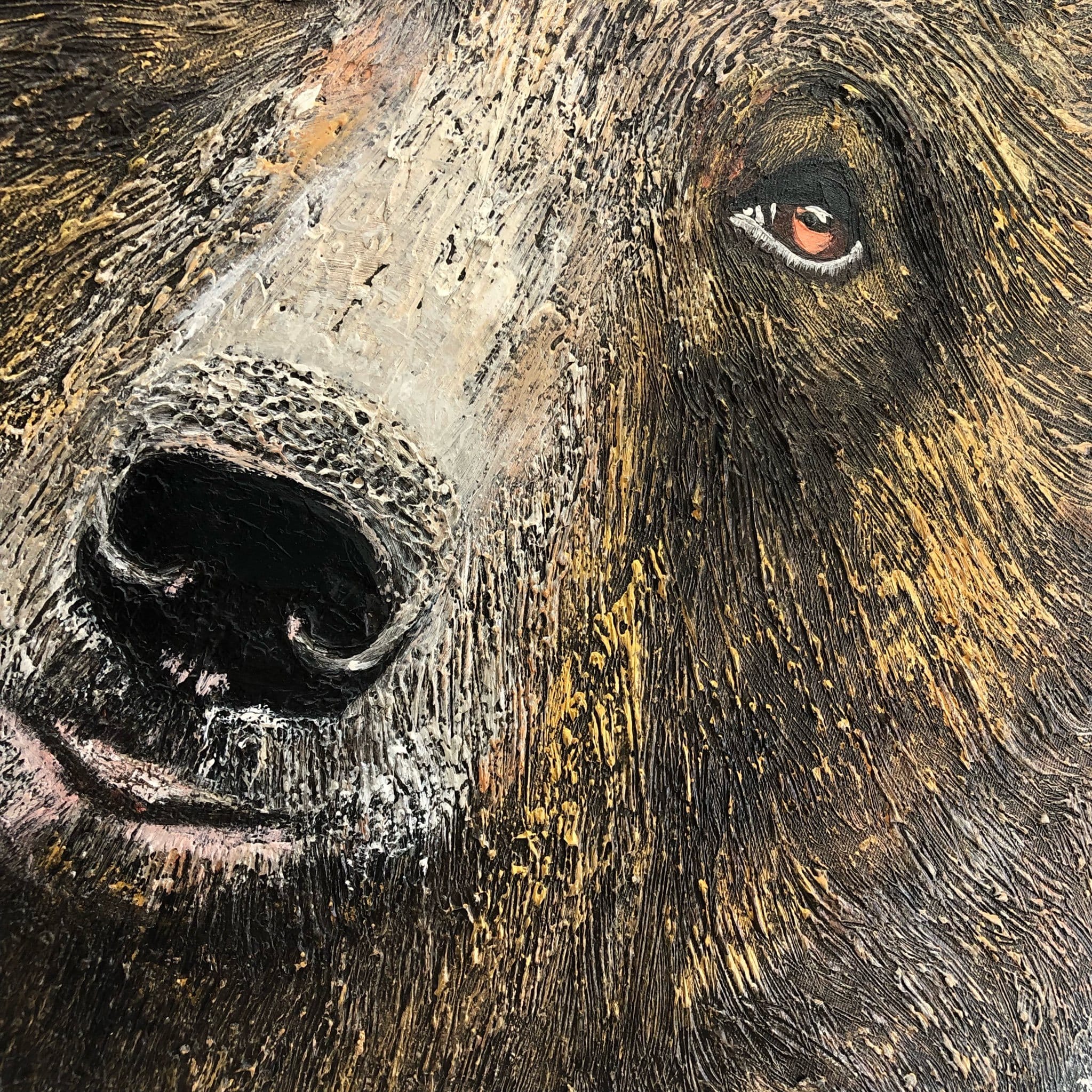 Original Bear Painting Abstract Bear Wall Art Realistic Animal Portrait Monochrome Artwork Wild Animal Painting Contemporary Wall Art | KIND BEAR - Trend Gallery Art | Original Abstract Paintings