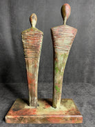 Creative Wood Sculpture Original Hand Carved Couple in Love Modern Table Figurine for Home Decor | DUET 12"x17" - Trend Gallery Art | Original Abstract Paintings