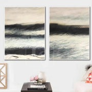 Abstract Canvas Art Black And White Wall Art Sets Painting Large Abstract Painting 2 Piece | STORM SURF