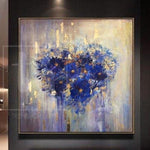 Stretched painting in size 72"x72" icnhes with Black-Gold frame for Yuexia Li