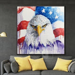 النسر الأمريكي العلم اللوحة الولايات المتحدة الأمريكية جدار الفن أصلع النسر الطيور اللوحة قماش | GRANDEUR OF FREEDOM