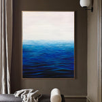 لوحة تجريدية كبيرة من المحيط الأزرق على القماش الأصلي جدار البحر الفن فنغ شوي اللوحة جدار ديكور | ENDLESS OCEAN