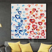 Colorful Oil Painting Hearts Abstract Artwork Large Hearts Painting | MUTUAL LOVE