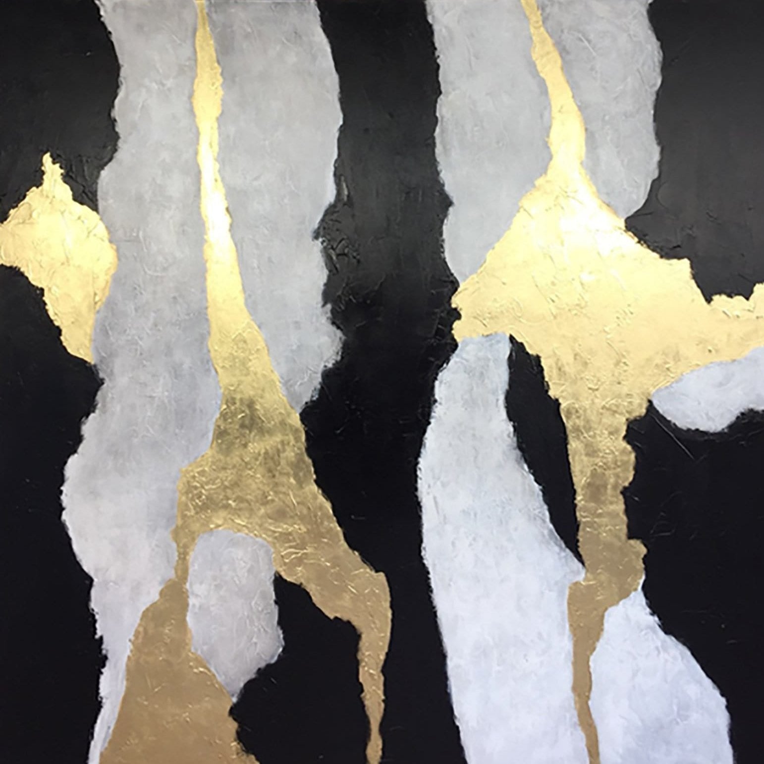 Black And White Painting Gold Leaf Painting On Canvas Abstract Living Room Decor | SOUL NOTES - Trend Gallery Art | Original Abstract Paintings