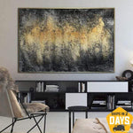 Extra Large Wall Art Gold Painting Gray Painting On Canvas | GOLDEN MIRAGE 28"x35"