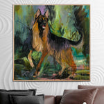 Abstract Shepherd Dog Paintings On Canvas Colorful German Shepherd Art Painting Acrylic Pet Painting Modern Fine Art | SHEPHERD ON A WALK