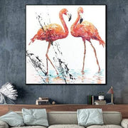 Modern Flamingo Painting On Canvas Flamingo Oil Painting Abstract Flamingo Original Artwork Contemporary Oil Artwork | FLAMINGOS
