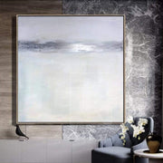 Gray Painting Silver Leaf Painting Beige Painting Modern Art Painting Canvas | SILVER FLASH