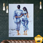 رومانسية جدار الفن تعانق زوجين اللوحة الأصلية اللوحة الحب زوجين الفن رومانسية اللوحة | "BEACH PROMENADE 40"x30