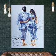 تعانق زوجين لوحة رومانسية جدار الفن اللوحة الأصلية الحب زوجين الفن | BEACH PROMENADE