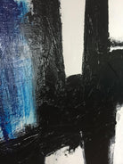 Large Canvas Art Original Black And White Art Blue Canvas Franz Kline style Texture Art | UNEXPLAINABLE FEELING - Trend Gallery Art | Original Abstract Paintings