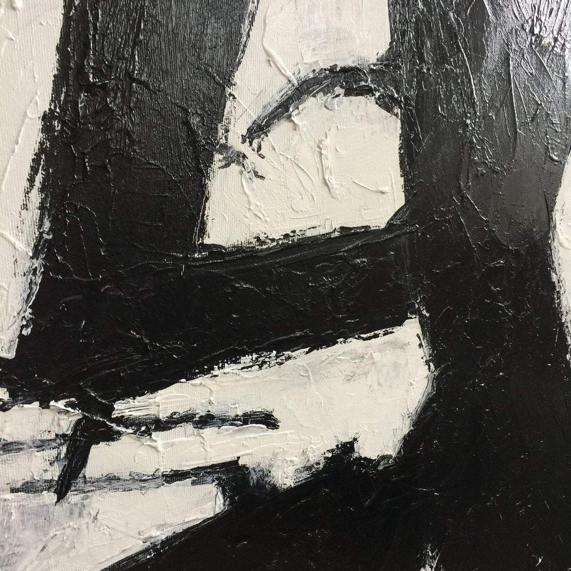 Oversized Abstract Art Black And White Franz Kline style Black Wall Art Original Artwork Painting Canvas | LIFE LINES - Trend Gallery Art | Original Abstract Paintings