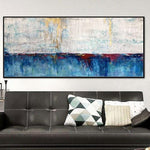لوحة زيتية كبيرة على قماش الذهب ورقة اللوحة المحيط الأزرق | MARVELOUS LAKE